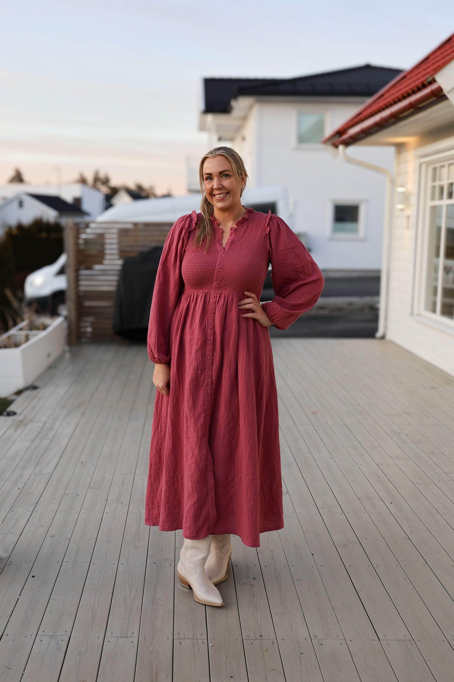 By Lien Musselin Smock kjole - Rose Wine