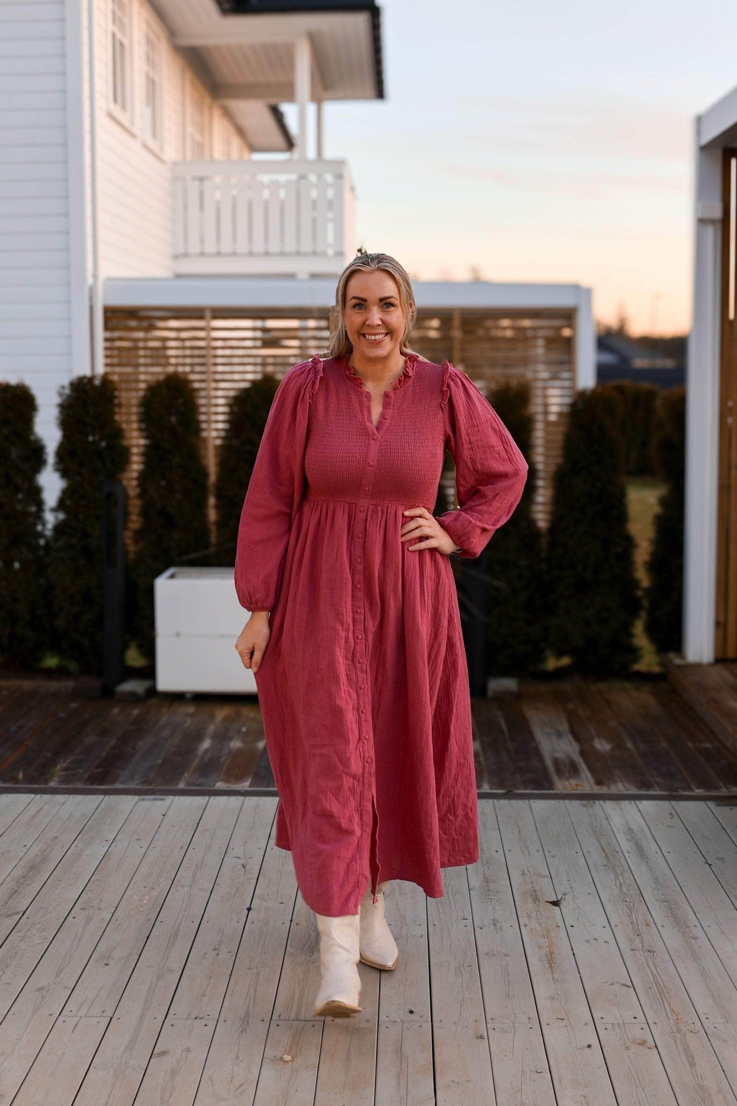 By Lien Musselin Smock kjole - Rose Wine