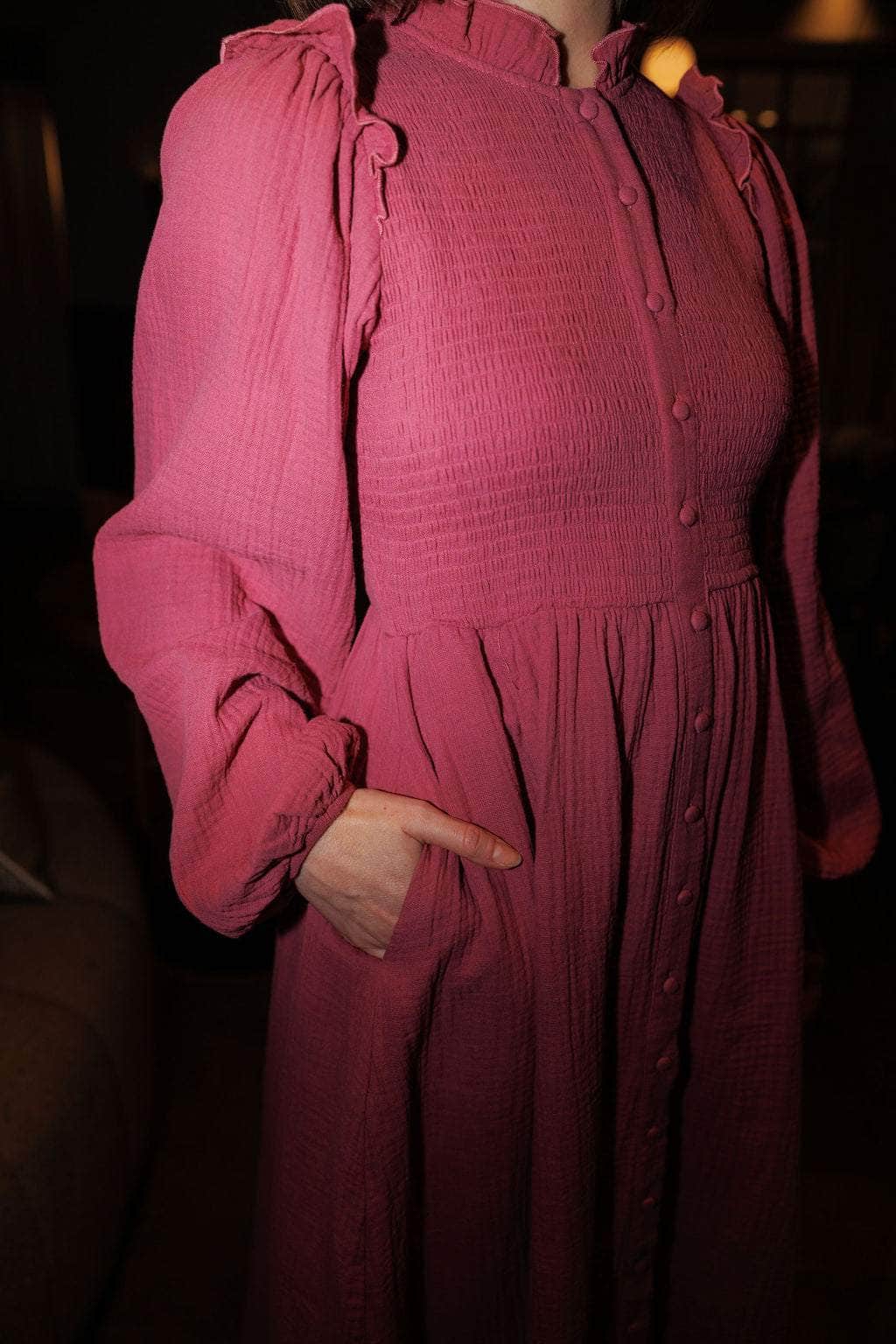 By Lien Musselin Smock kjole - Rose Wine