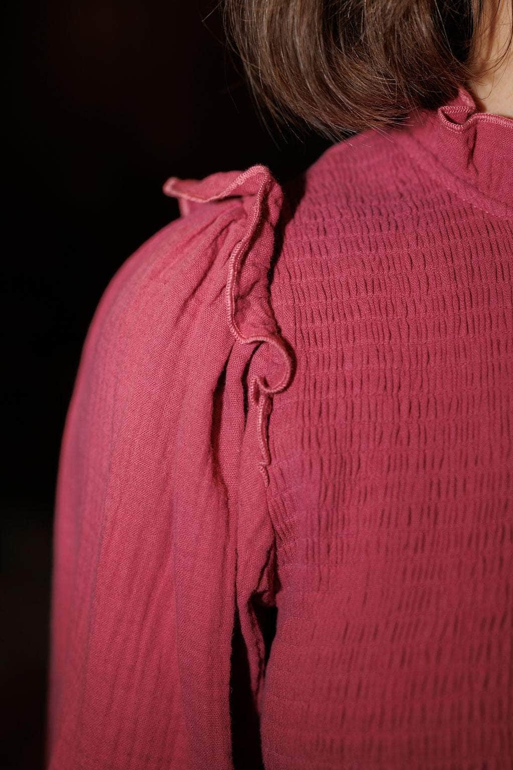 By Lien Musselin Smock kjole - Rose Wine