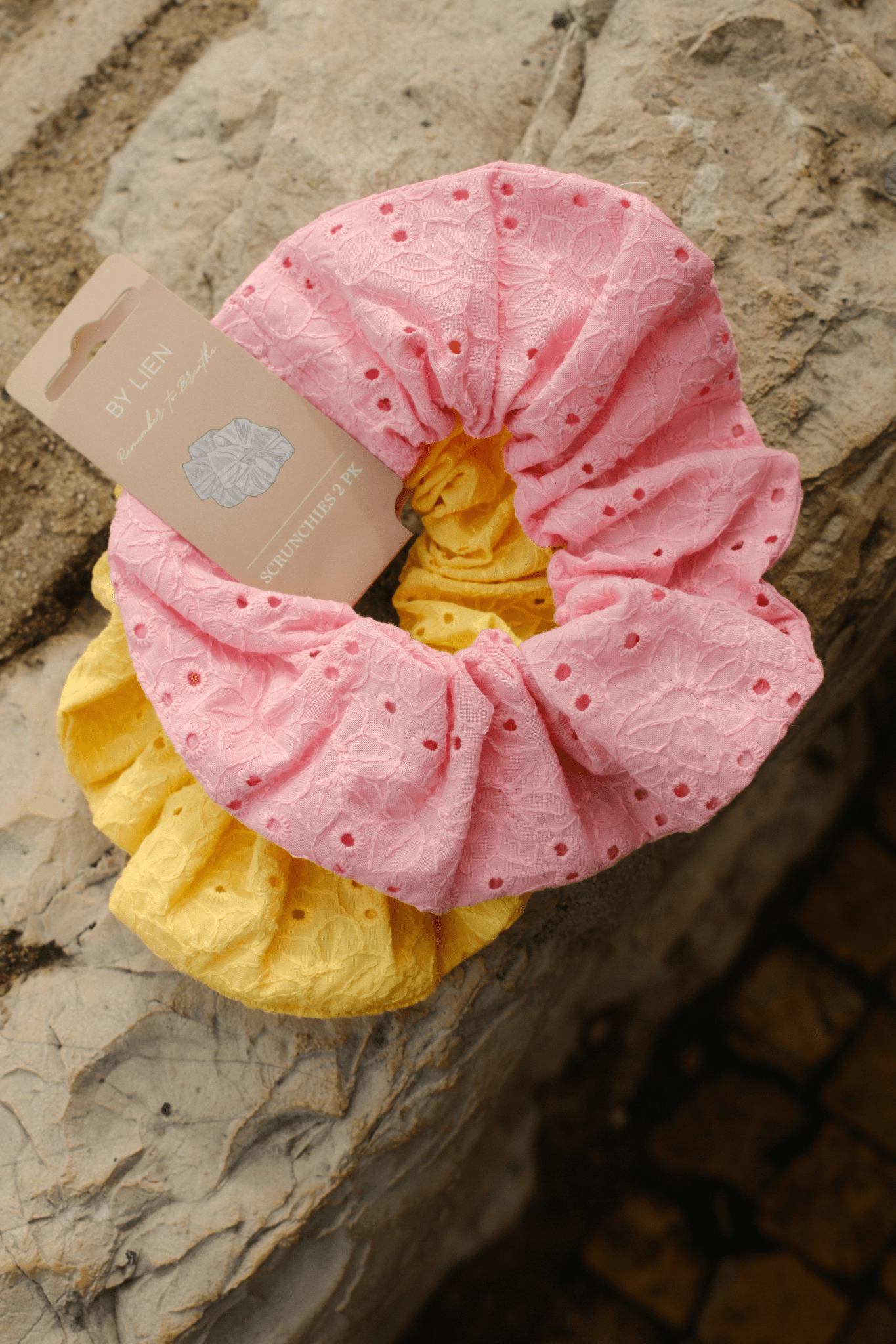 By Lien OZ Dreamy Scrunchie - Coral Blush/Lemon Drop - 2pk