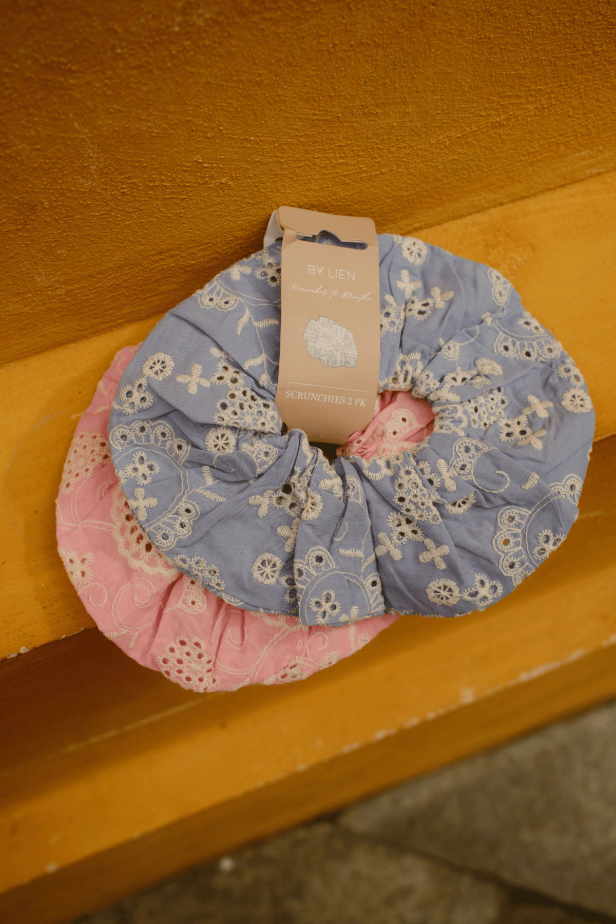 By Lien OZ Hope Scrunchie - Ashley Blue/Coral Blush - 2pk