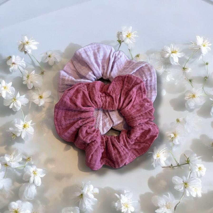 By Lien OZ Musselin Scrunchie - 2pk - Orchid Bloom/Rose Wine
