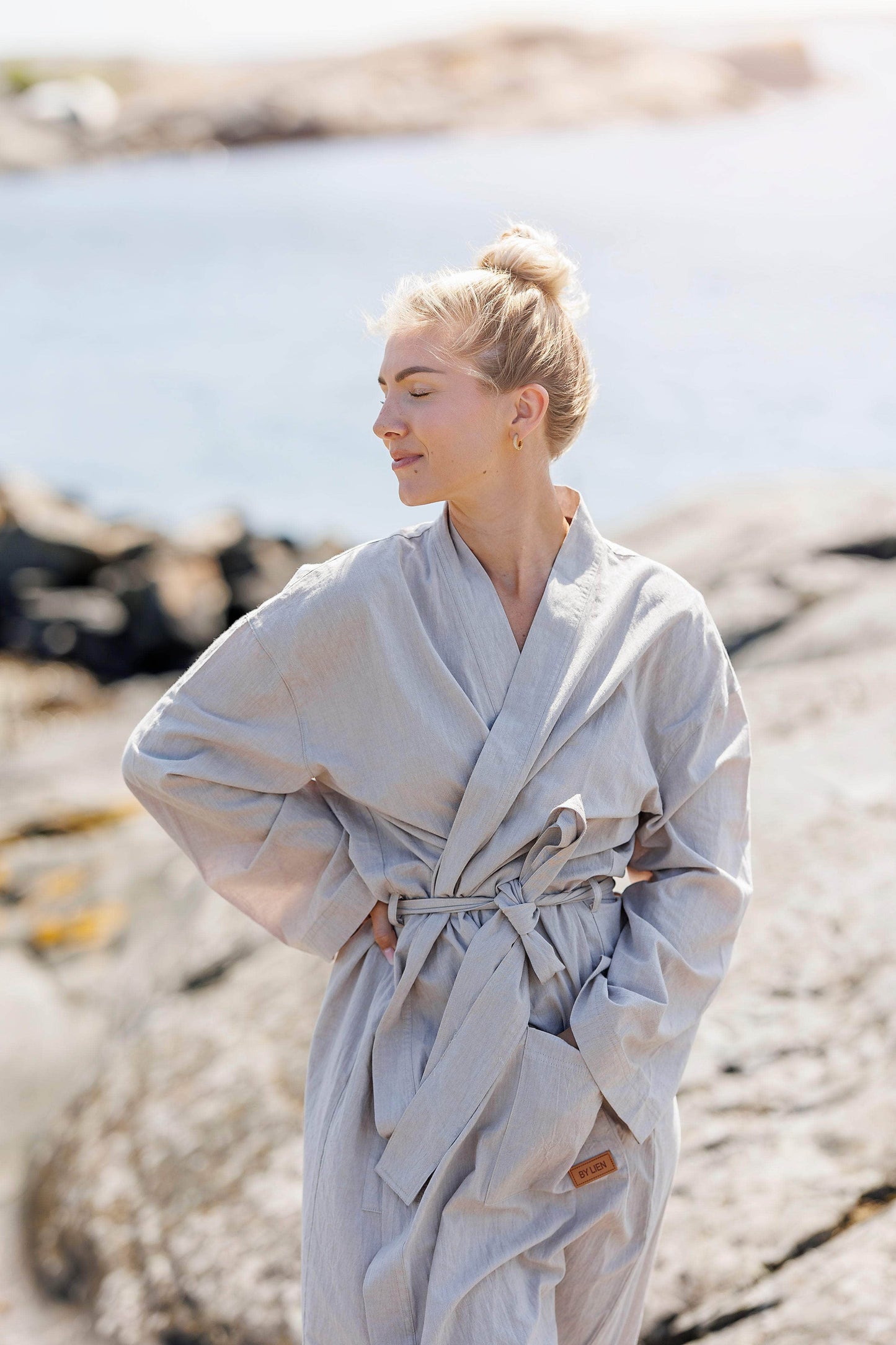 ByLien-Shop Delicate Morgenkåpe - Silver Sage
