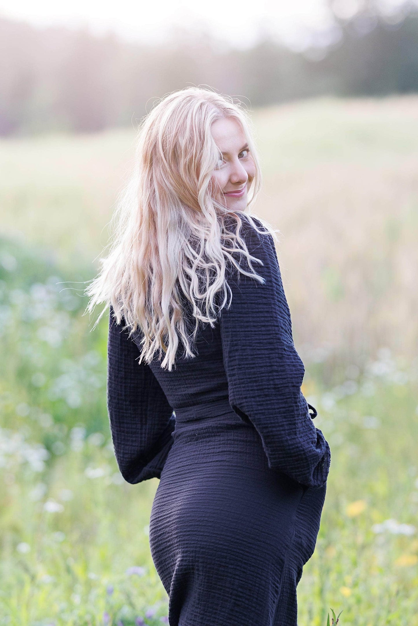 ByLien-Shop Meditate Musselin Skjortekjole - Black Onyx