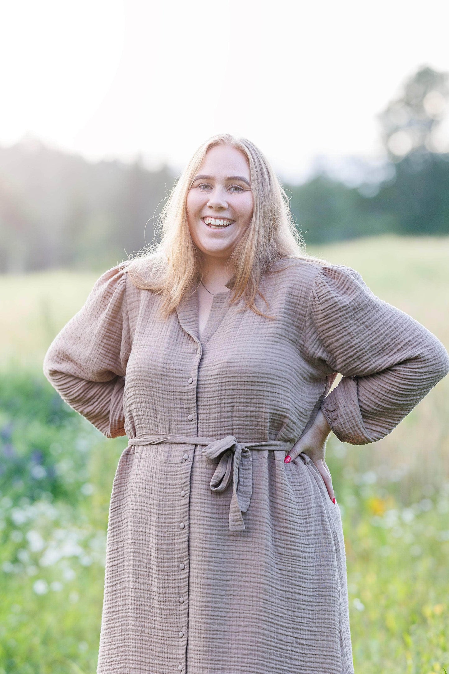 ByLien-Shop Meditate Musselin Skjortekjole - Simply Taupe