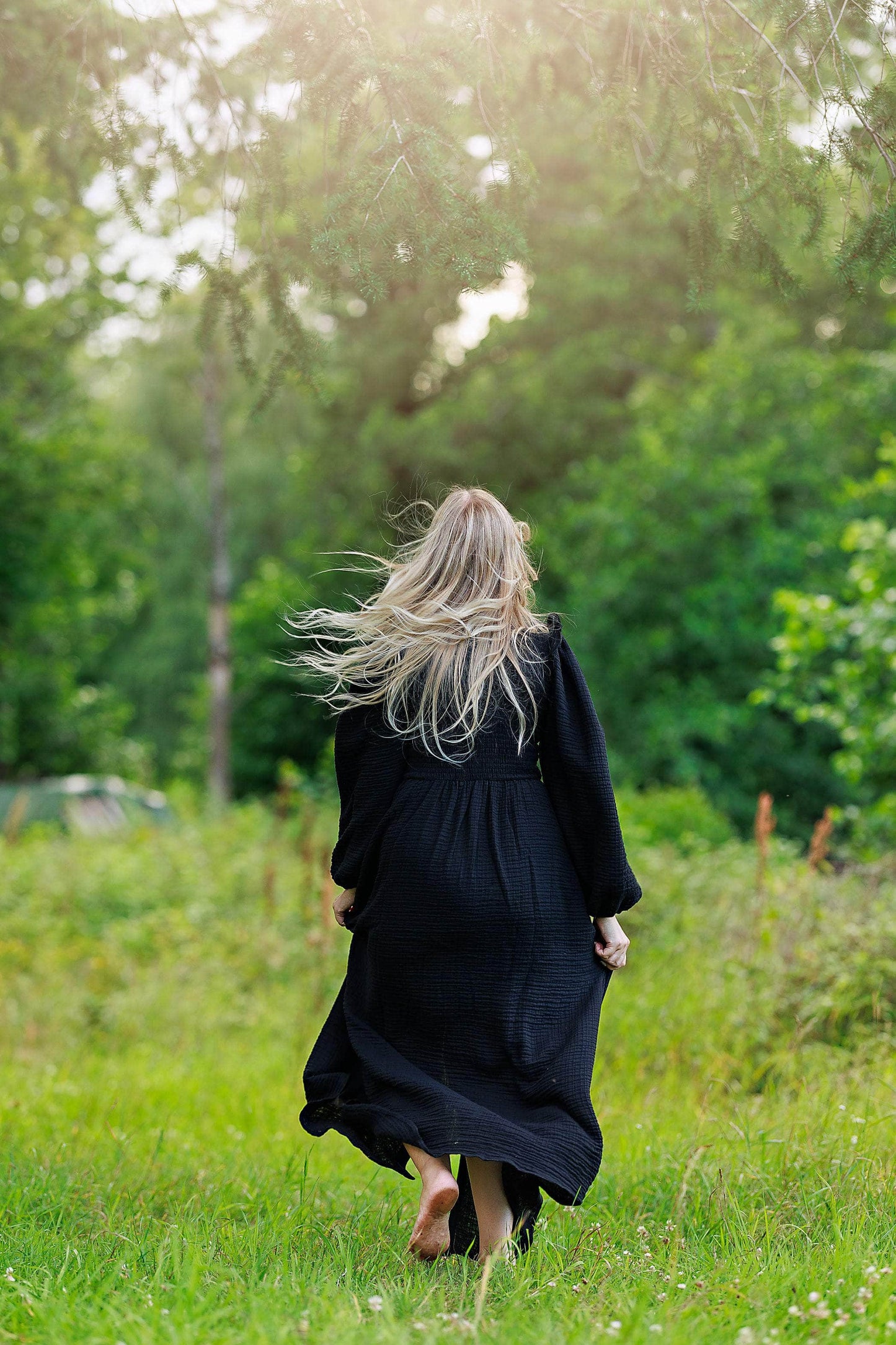 ByLien-Shop Meditate Musselin Smock Kjole - Black Onyx