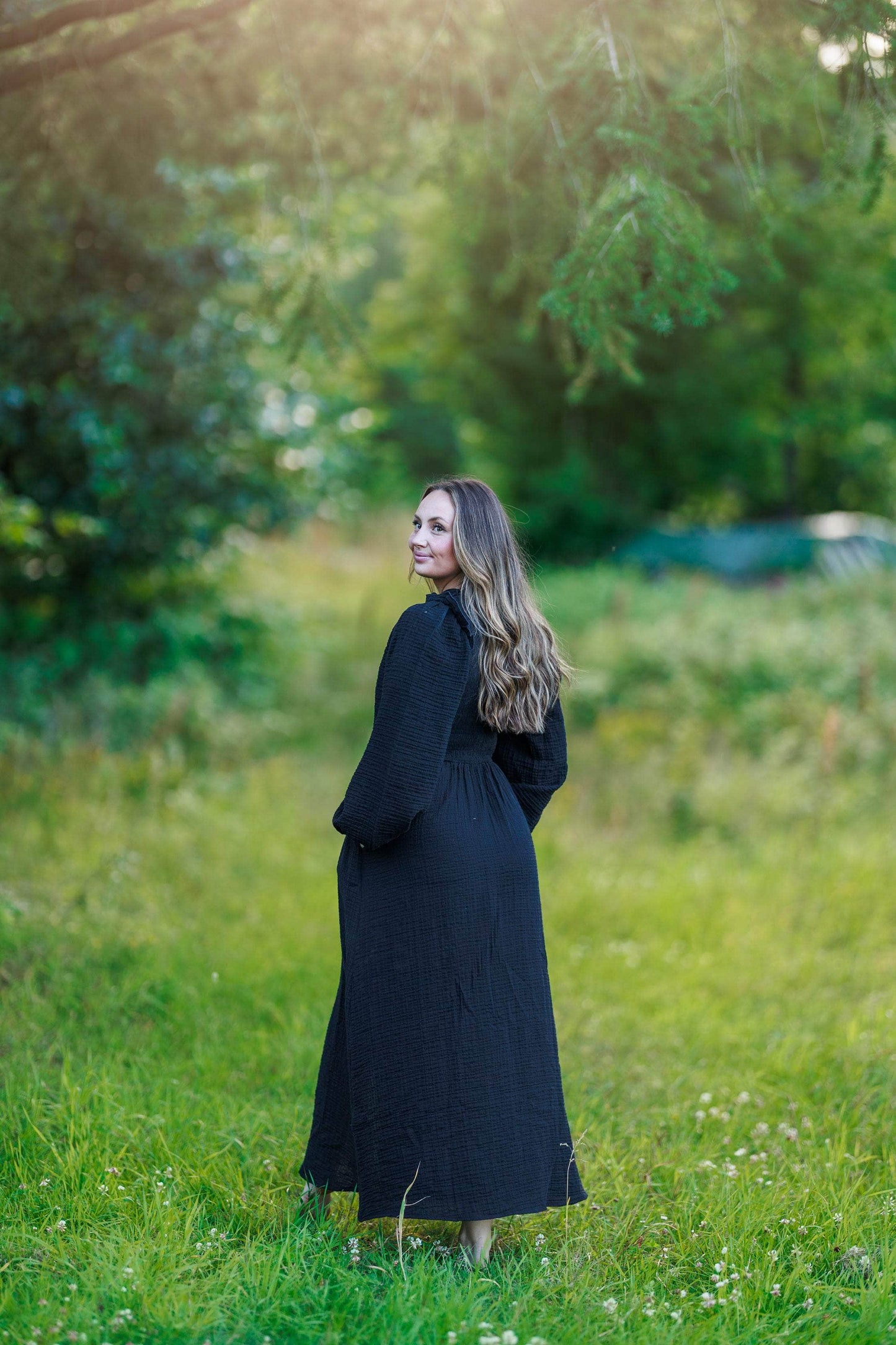 ByLien-Shop Meditate Musselin Smock Kjole - Black Onyx