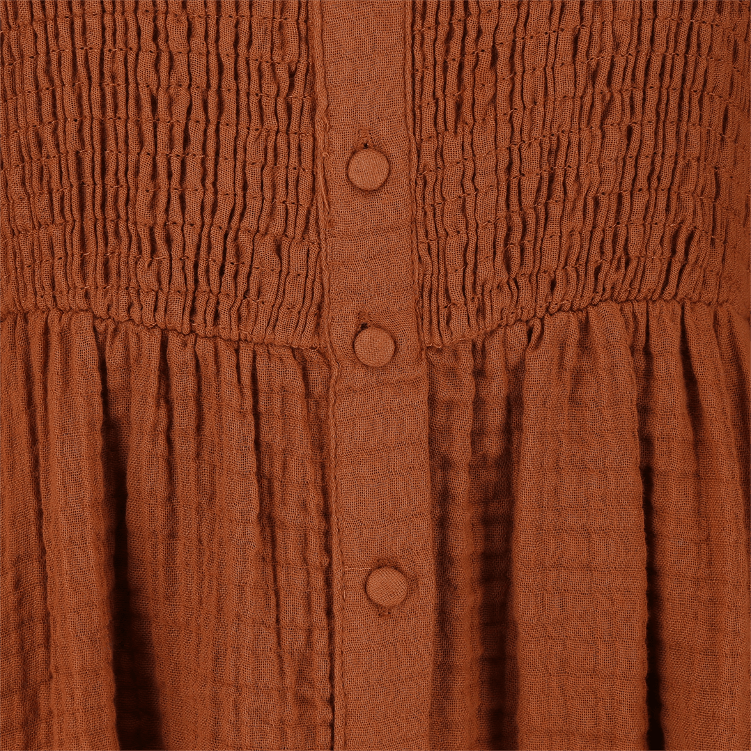 ByLien-Shop Meditate Musselin Smock Kjole - Caramel Cafe