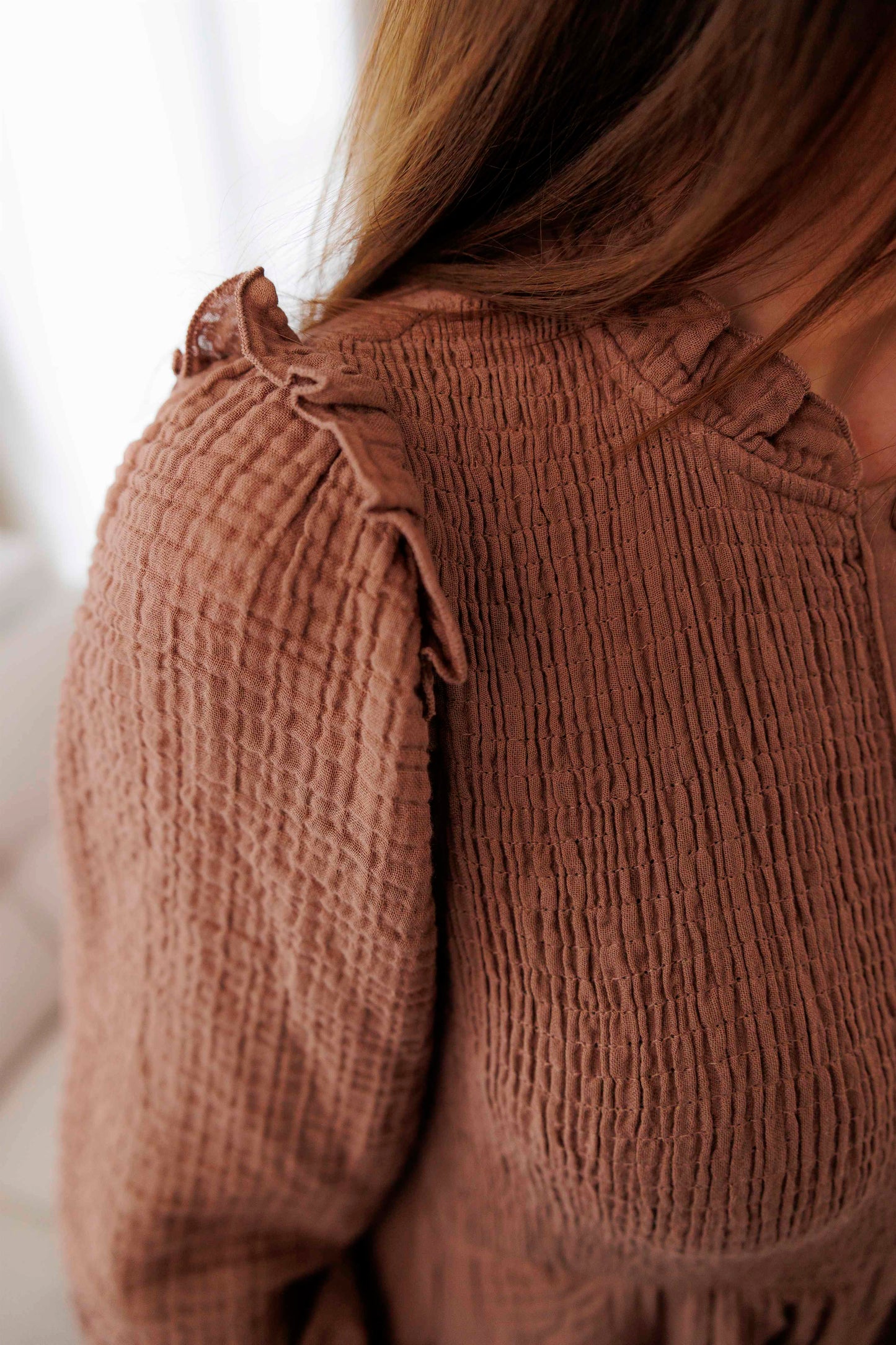 ByLien-Shop Meditate Musselin Smock Kjole - Cocoa Brown