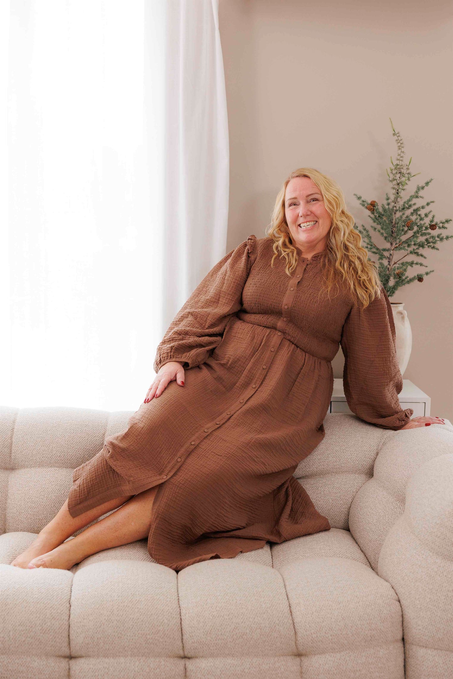 ByLien-Shop Meditate Musselin Smock Kjole - Cocoa Brown