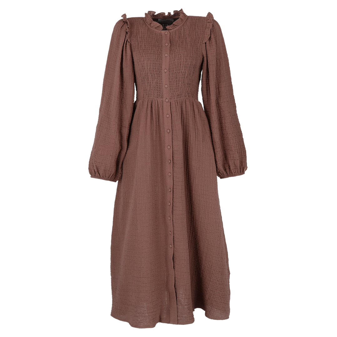 ByLien-Shop Meditate Musselin Smock Kjole - Cocoa Brown