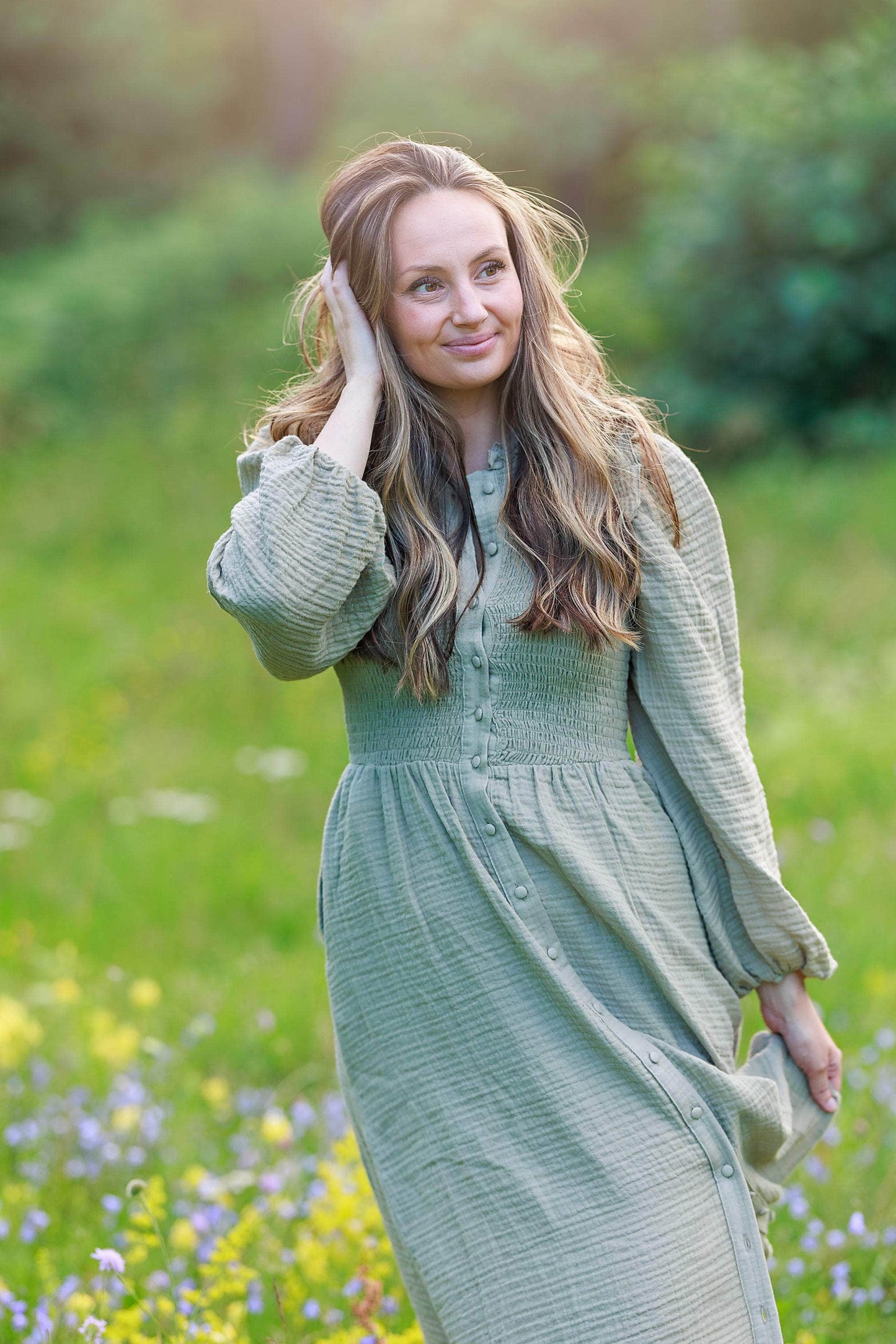 ByLien-Shop Meditate Musselin Smock Kjole - Shadow