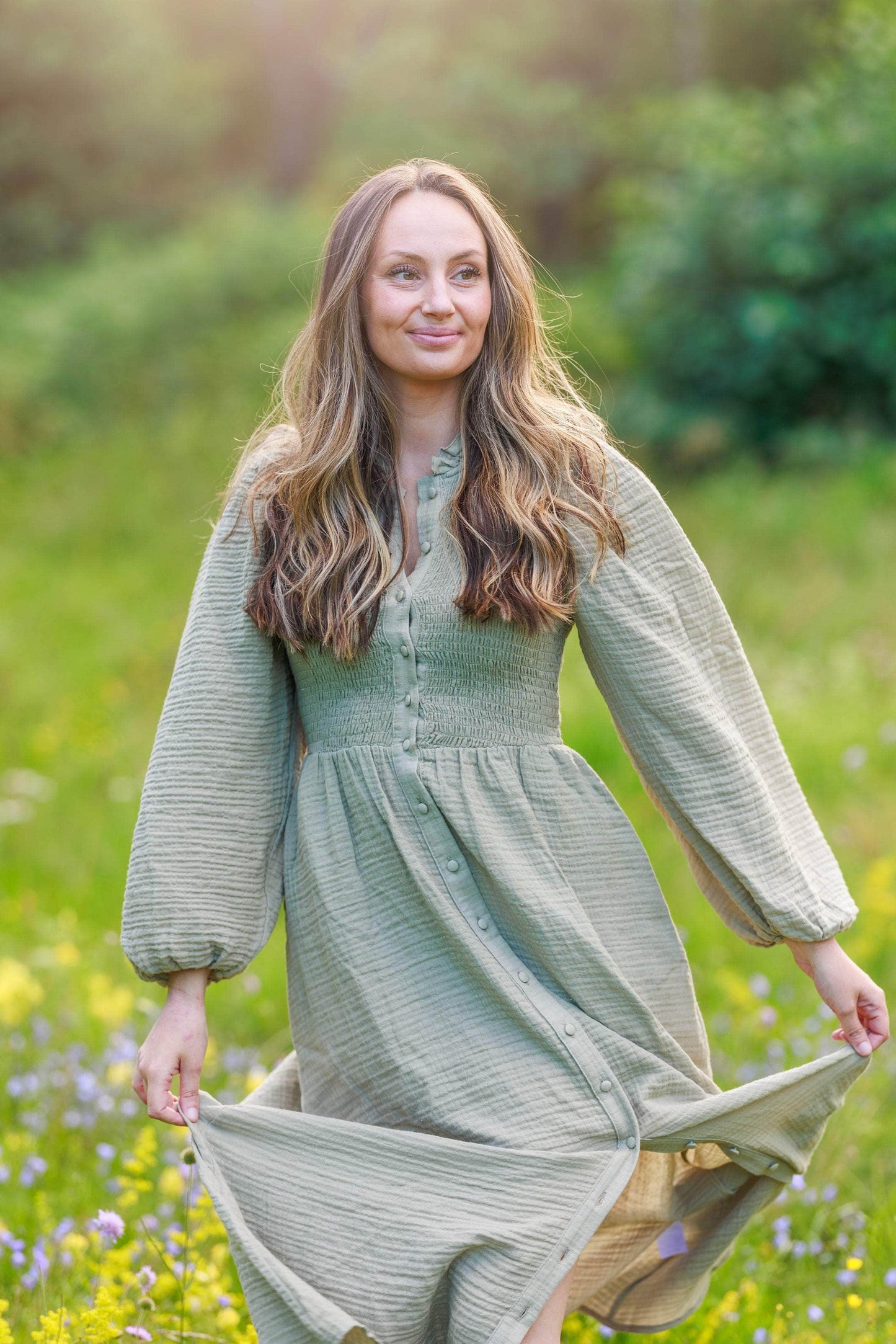 ByLien-Shop Meditate Musselin Smock Kjole - Shadow