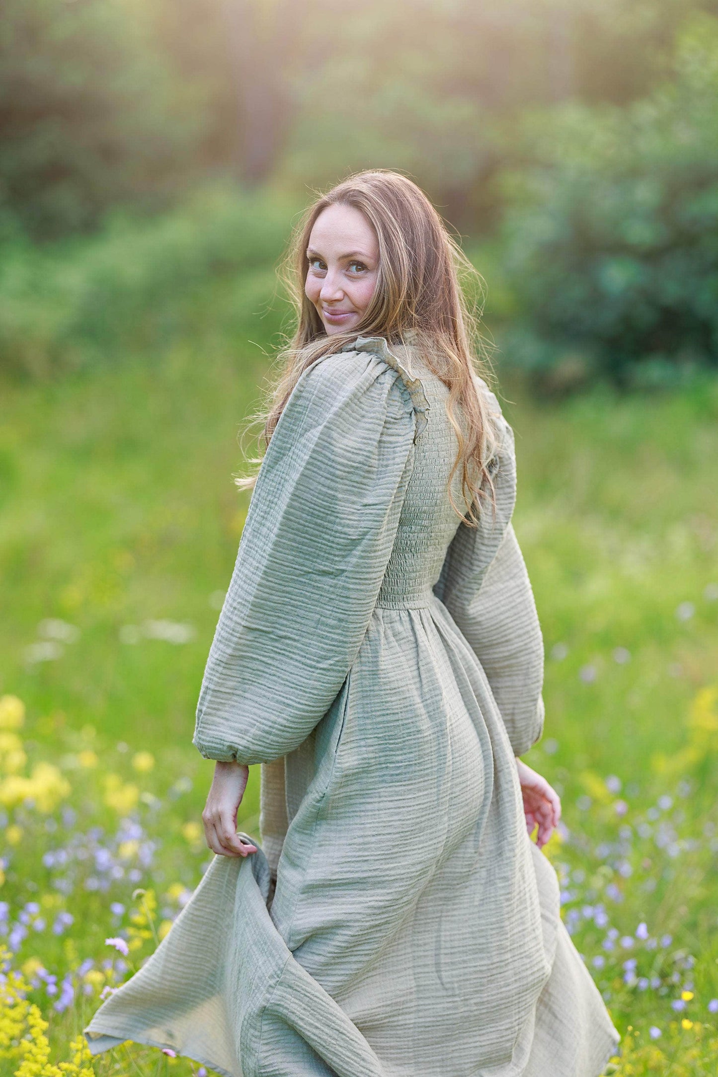 ByLien-Shop Meditate Musselin Smock Kjole - Shadow