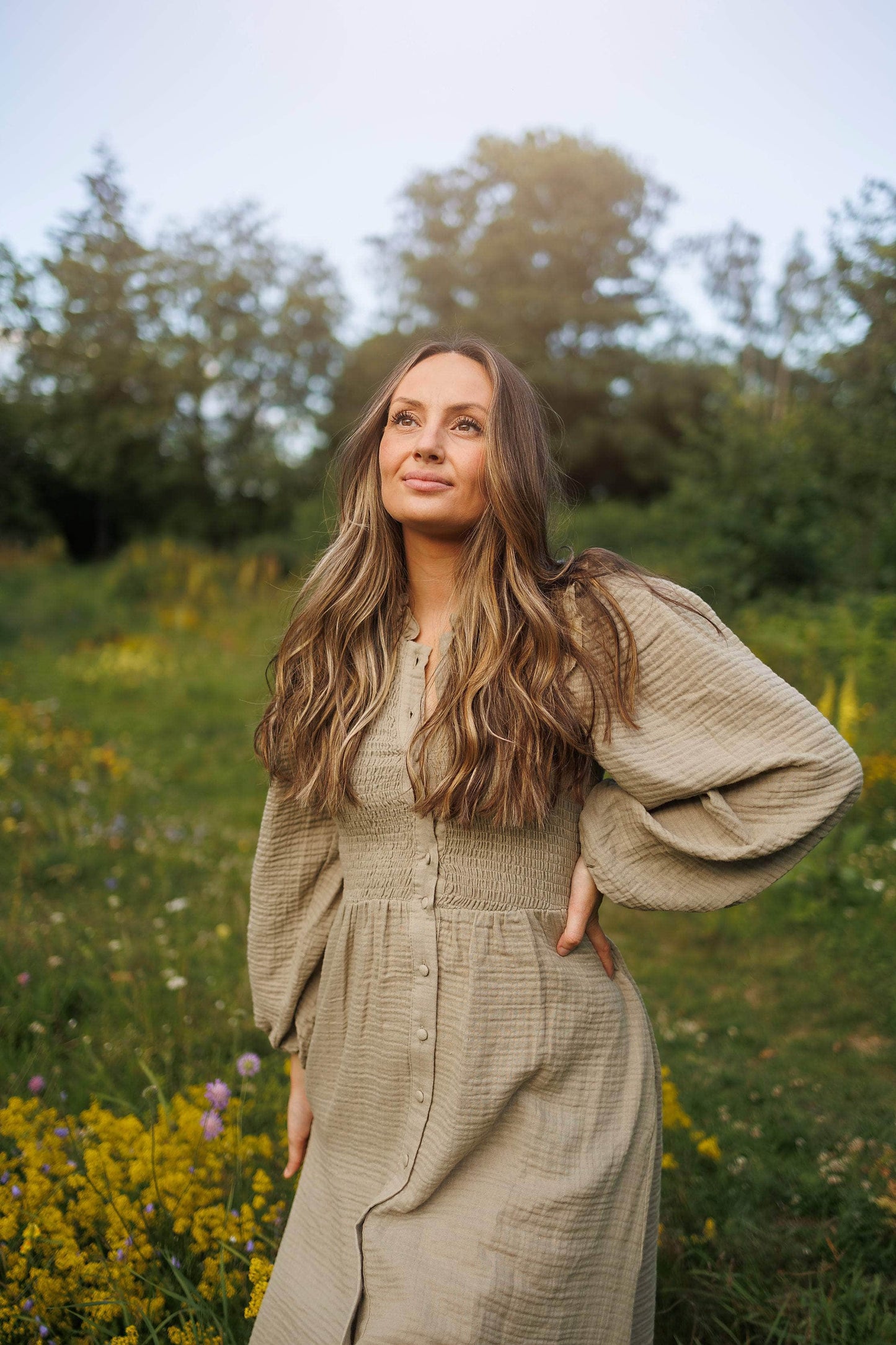 ByLien-Shop Meditate Musselin Smock Kjole - Simply Taupe