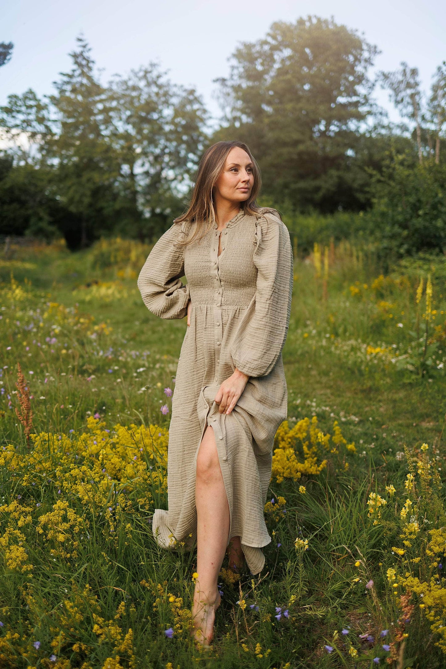 ByLien-Shop Musselin Smock Kjole - Shadow
