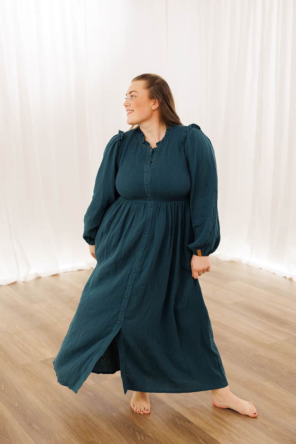 By Lien Musselin Smock Kjole - Dark Sea