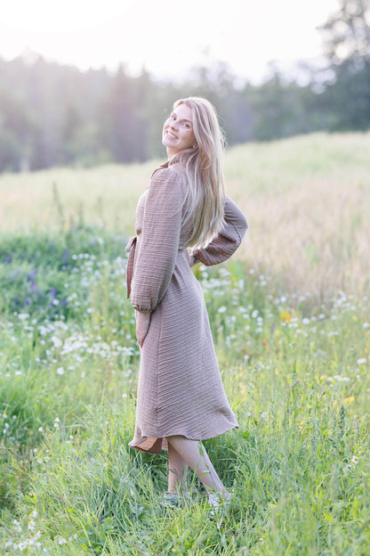 ByLien-Shop Meditate Musselin Skjortekjole - Simply Taupe