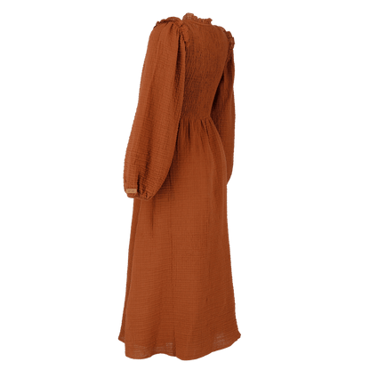 ByLien-Shop Meditate Musselin Smock Kjole - Caramel Cafe