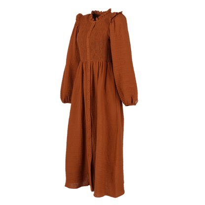 ByLien-Shop Meditate Musselin Smock Kjole - Caramel Cafe