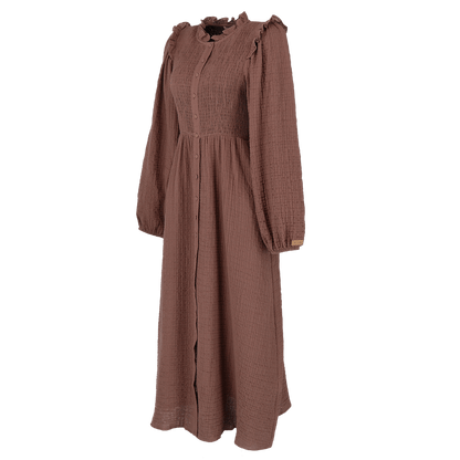 ByLien-Shop Meditate Musselin Smock Kjole - Cocoa Brown