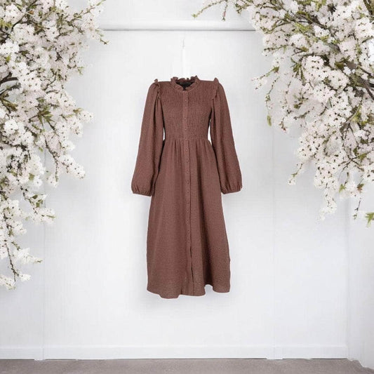 ByLien-Shop Meditate Musselin Smock Kjole - Cocoa Brown