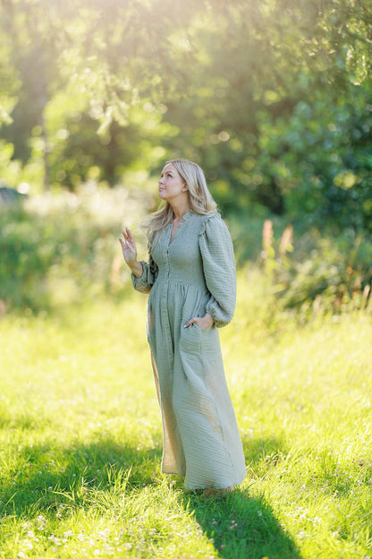 ByLien-Shop Meditate Musselin Smock Kjole - Shadow