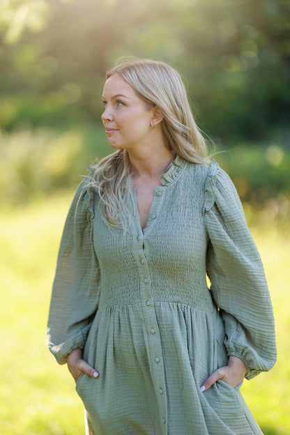 ByLien-Shop Meditate Musselin Smock Kjole - Shadow